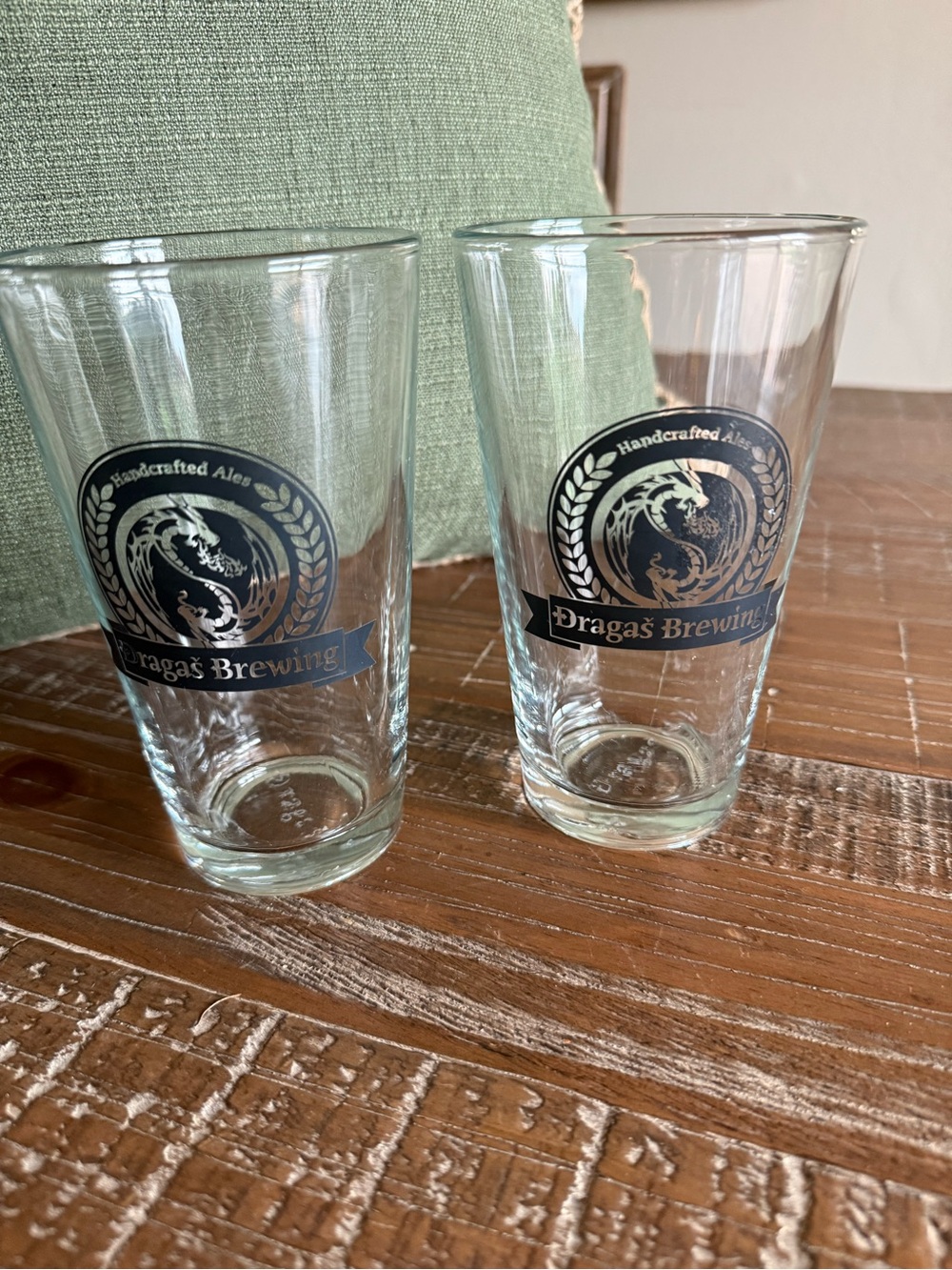 Vintage Đragaš Brewing Handcrafted Ales Pint Glass - Dragon Logo - Rocklin CA